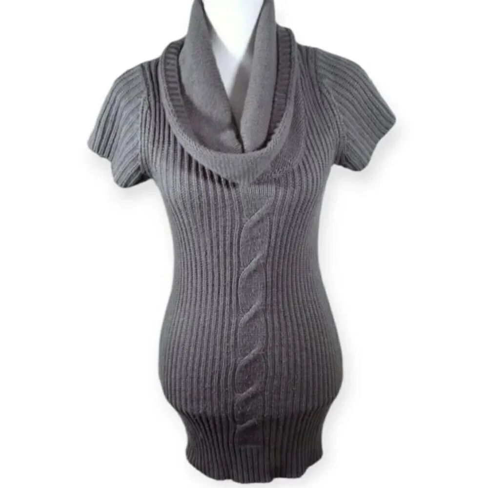 CHARLOTTE RUSSE GRAY COWL-NECK SWEATER DRESS SZ.M